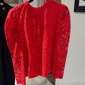 Elegant Red Lace Women's Top Rachel Parcell